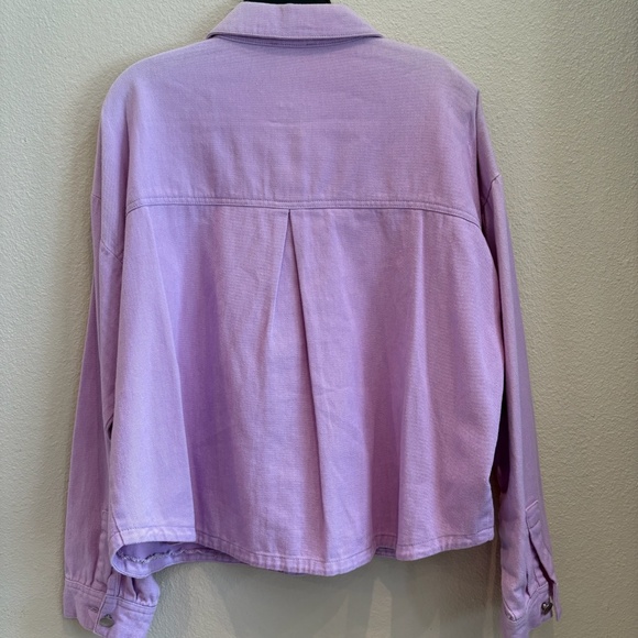 New Easel LA Sachet Denim Jacket Button Up Lavender Oversized Small - Picture 6 of 6